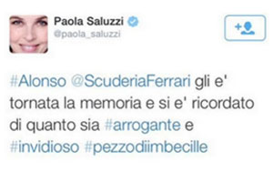 Paola Saluzzi la boutade su twitter le costa la sospensione